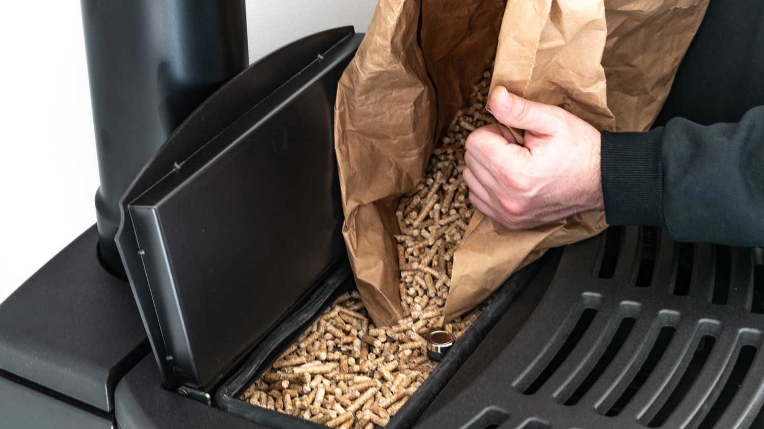 None Hearth of a pellet stove, granules stove with flames