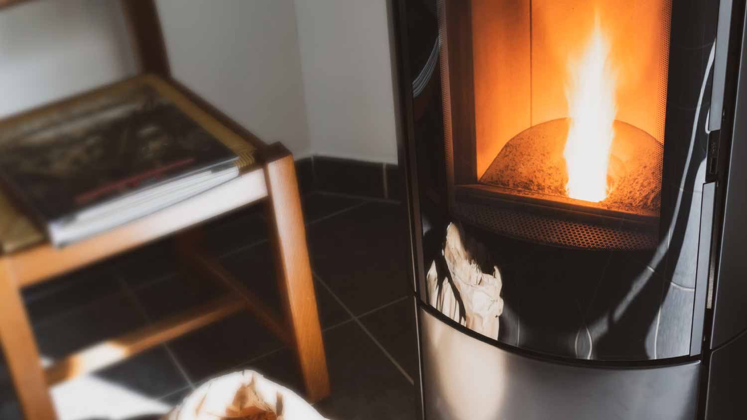 None close up of domestic pellet stove