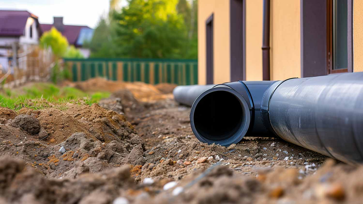 black plastic pipe outside home