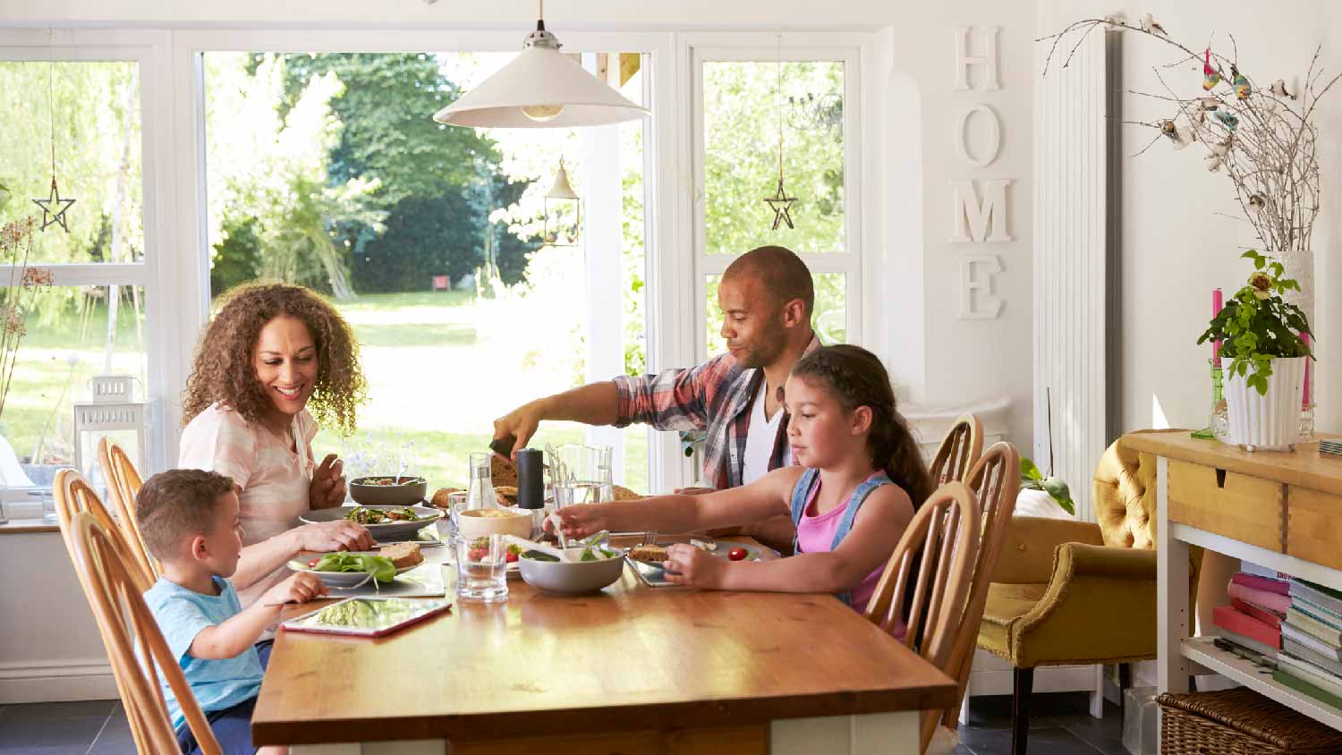 A family eating meal together