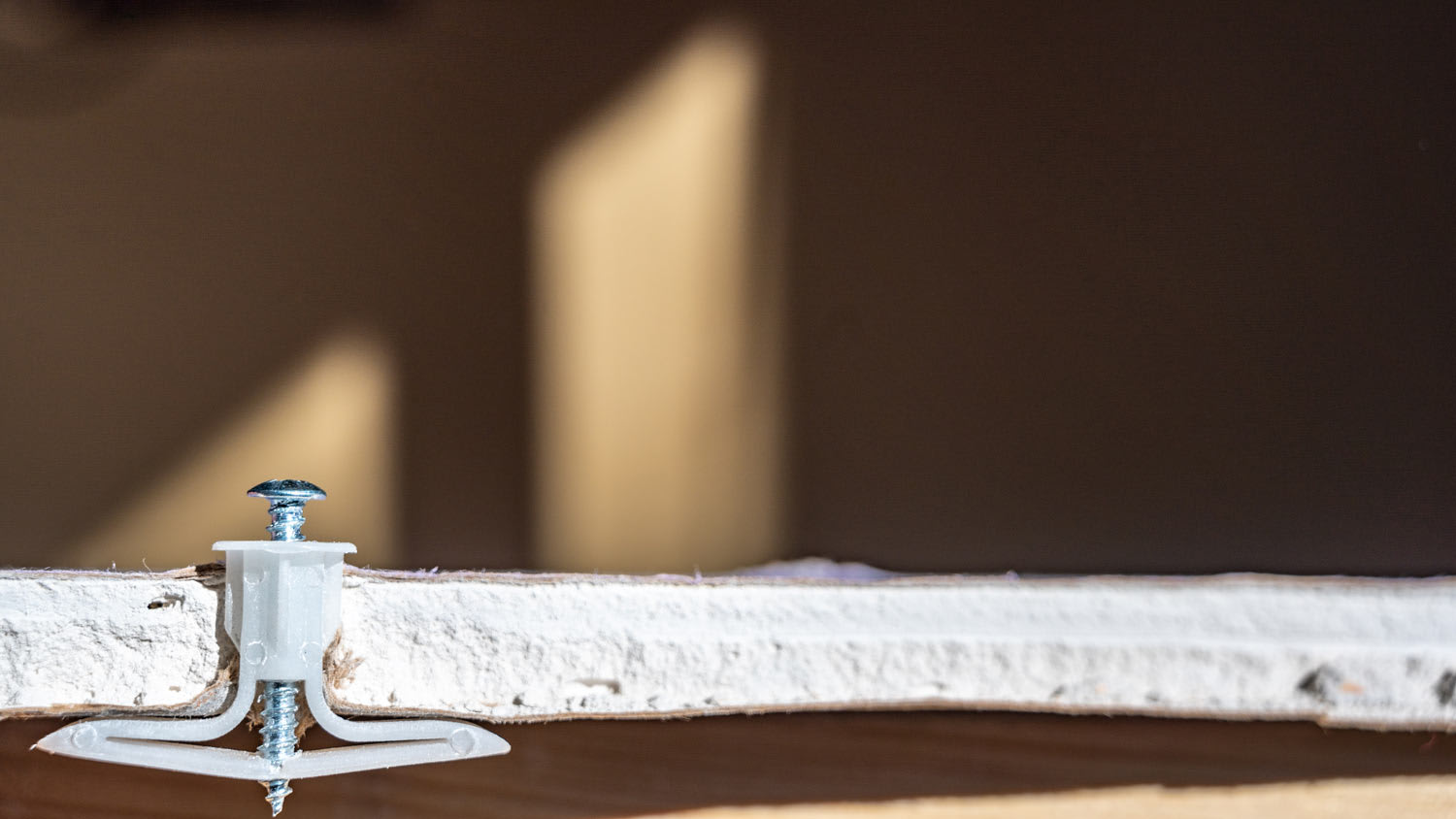side view of plastic winged drywall anchor