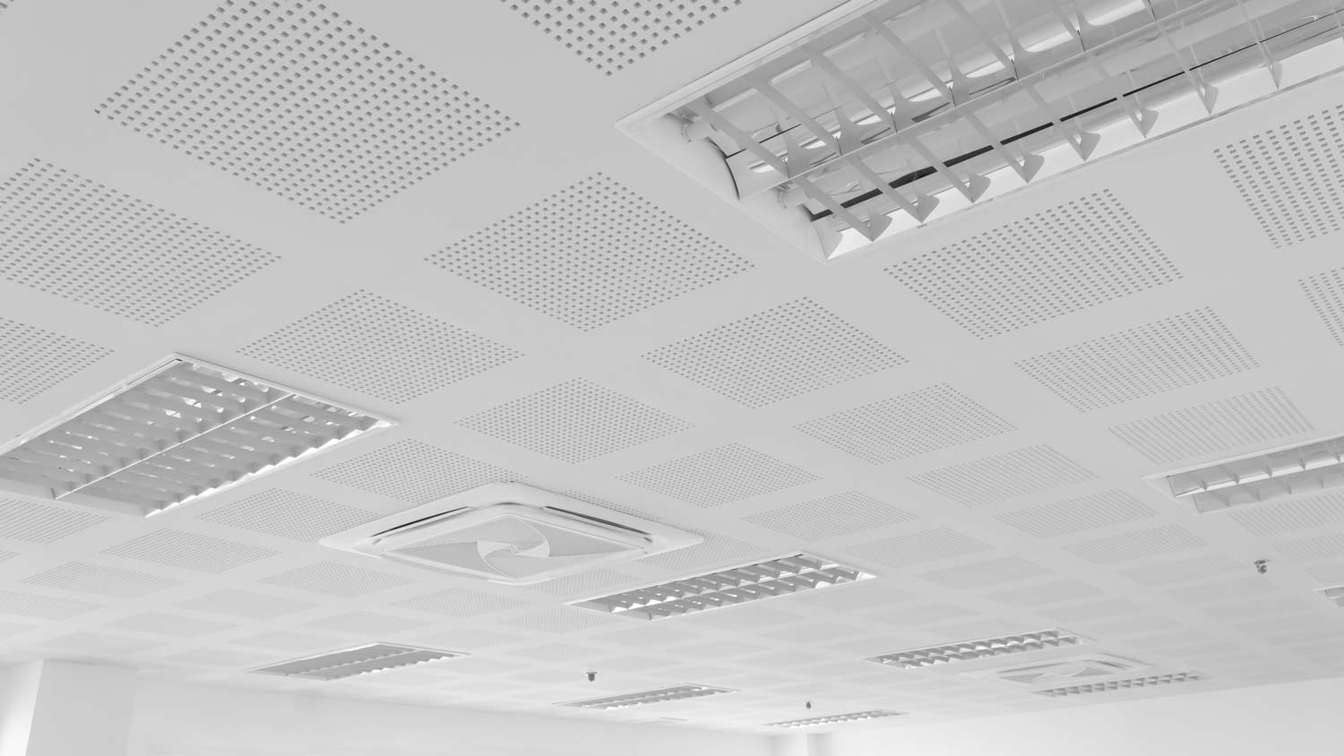 None acoustic tile on ceiling