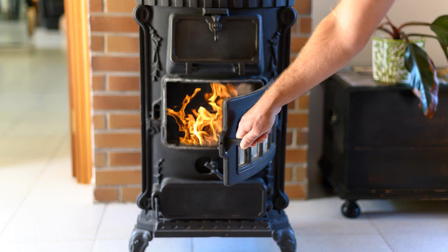 old burning wood stove