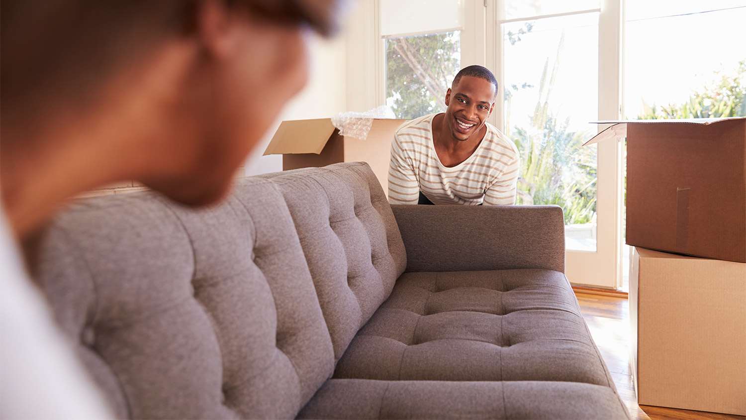 Moving moving gray couch