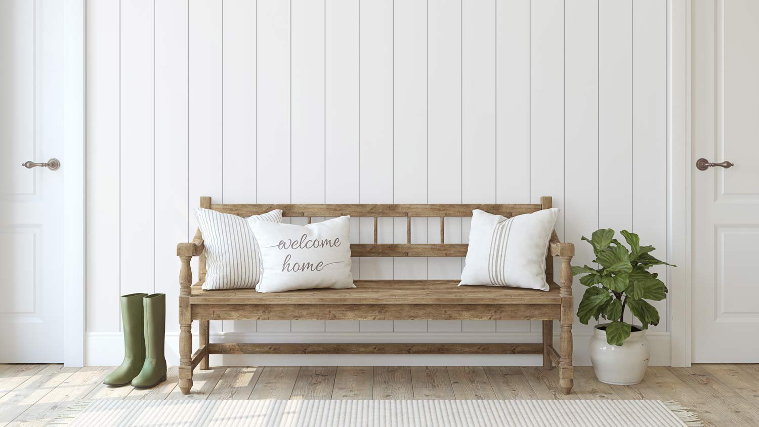 farmhouse shiplap entryway