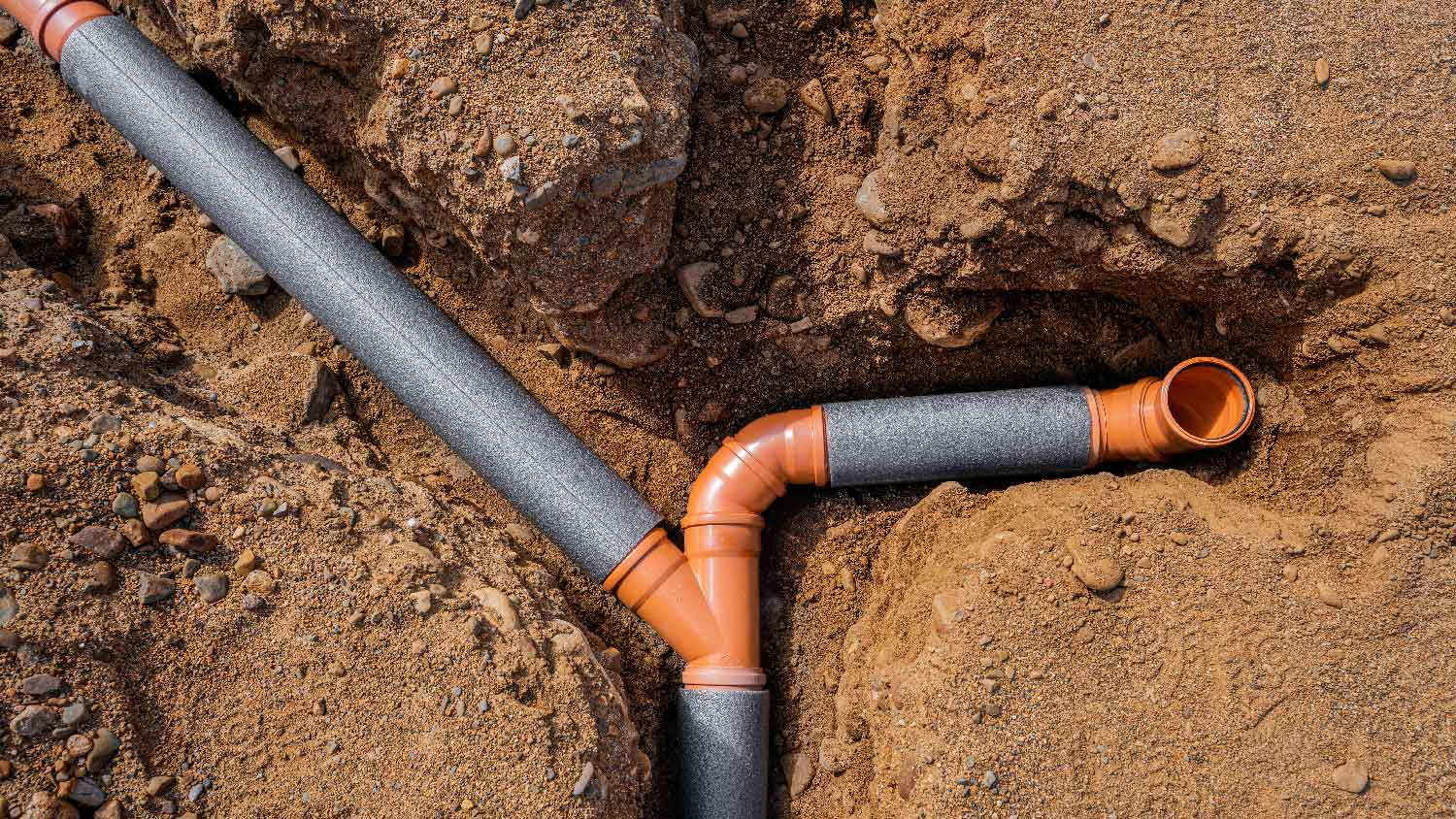 None Top view of a french drain