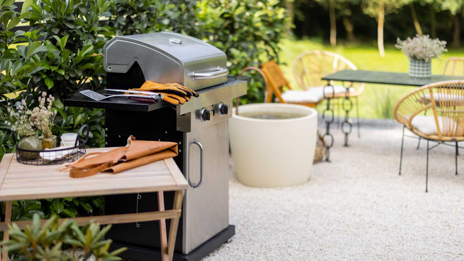 None outdoor sitting area and grill