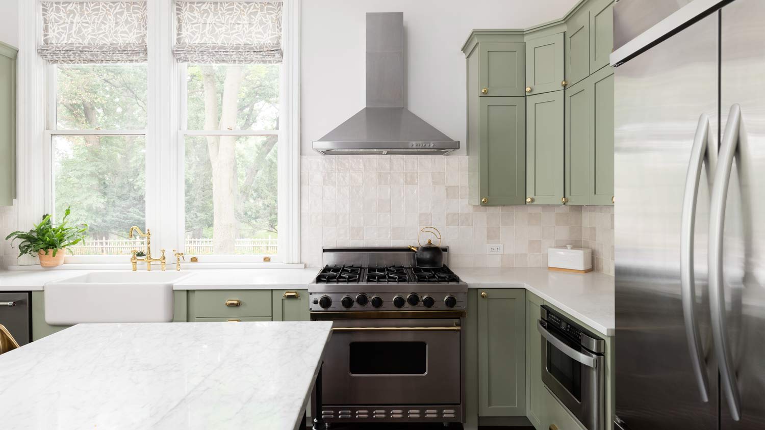 luxury sage green kitchen