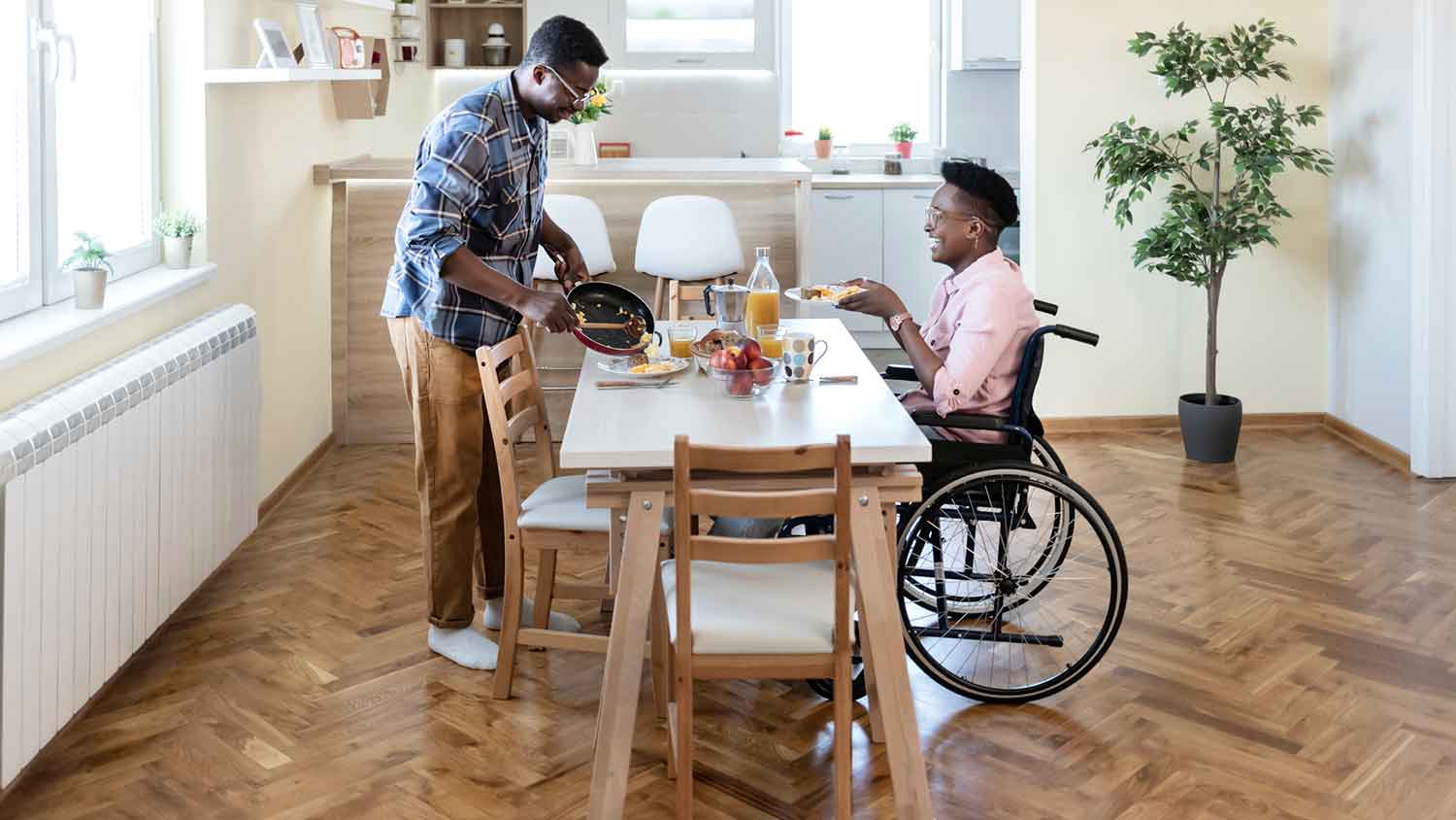 Couple in the dining room enjoying breakfast