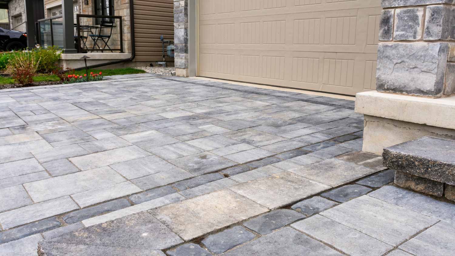 None Driveway gray pavers