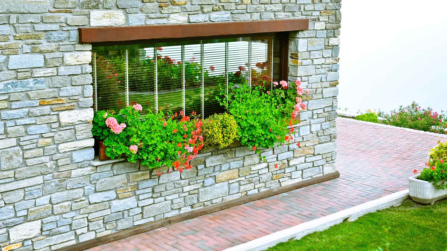 Stone wall on the exterior of the house