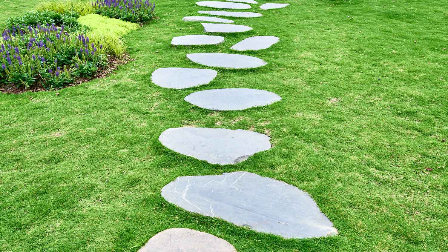 Yard walkway built with natural stones
