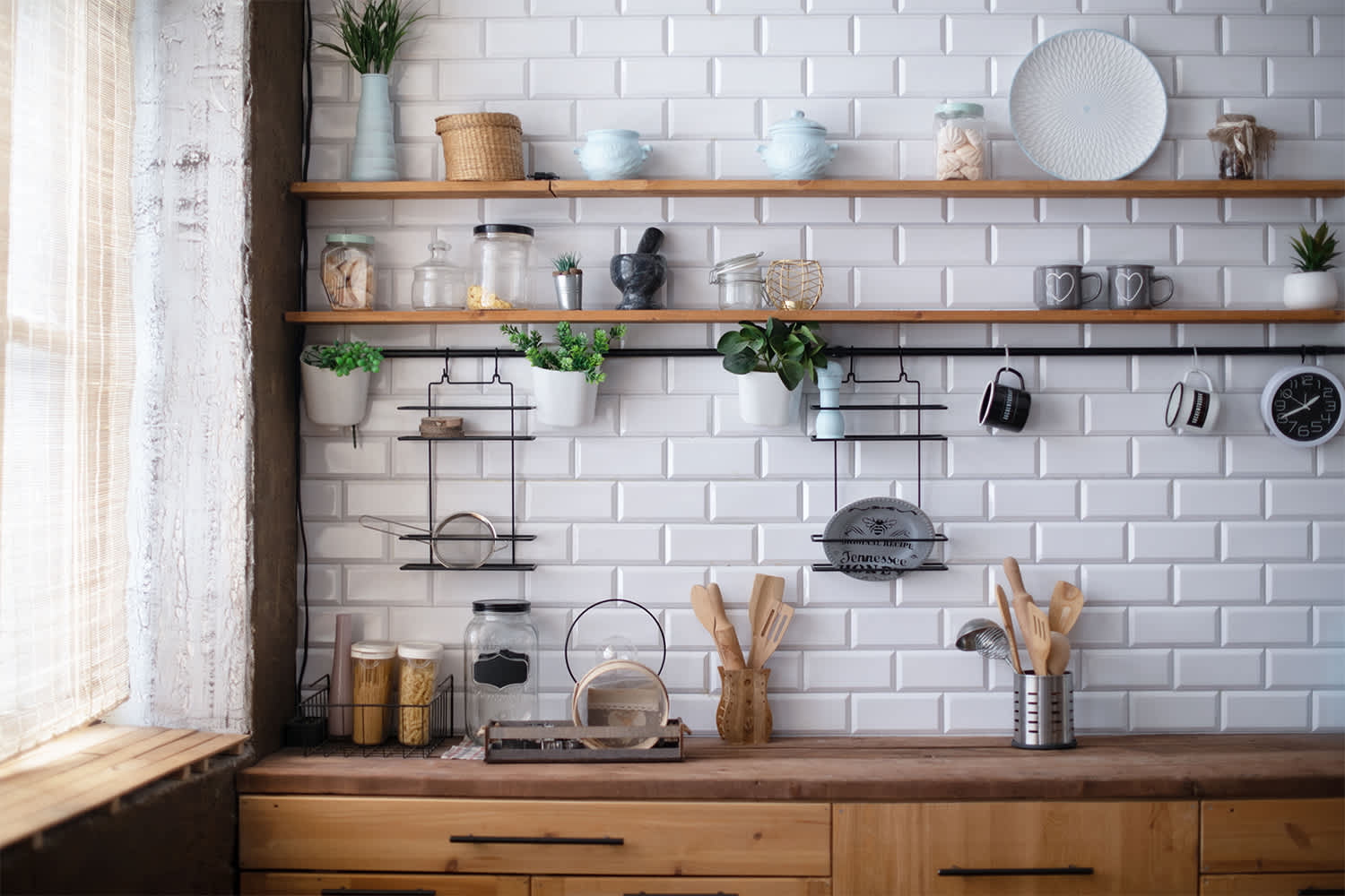 Modern kitchen with open shelving
