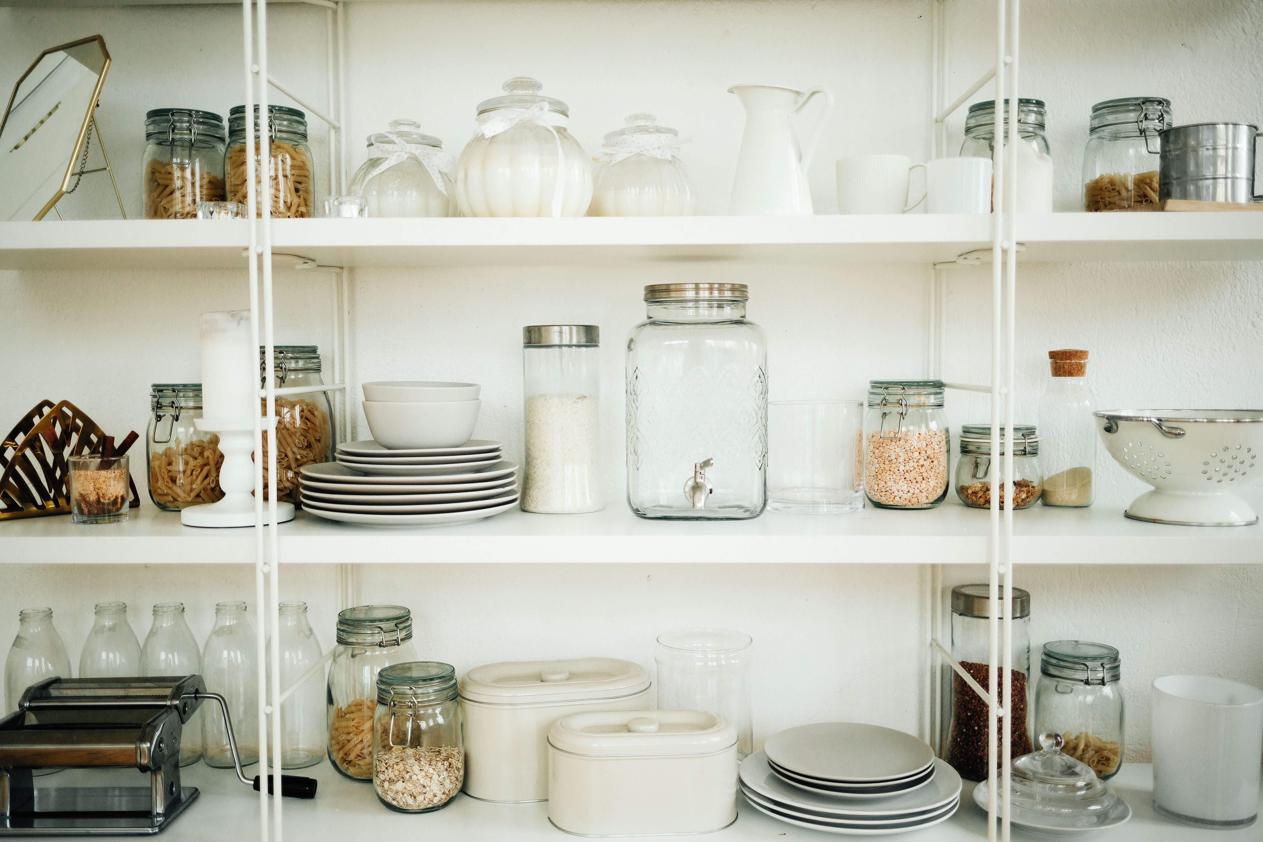 Open shelving kitchen pantry