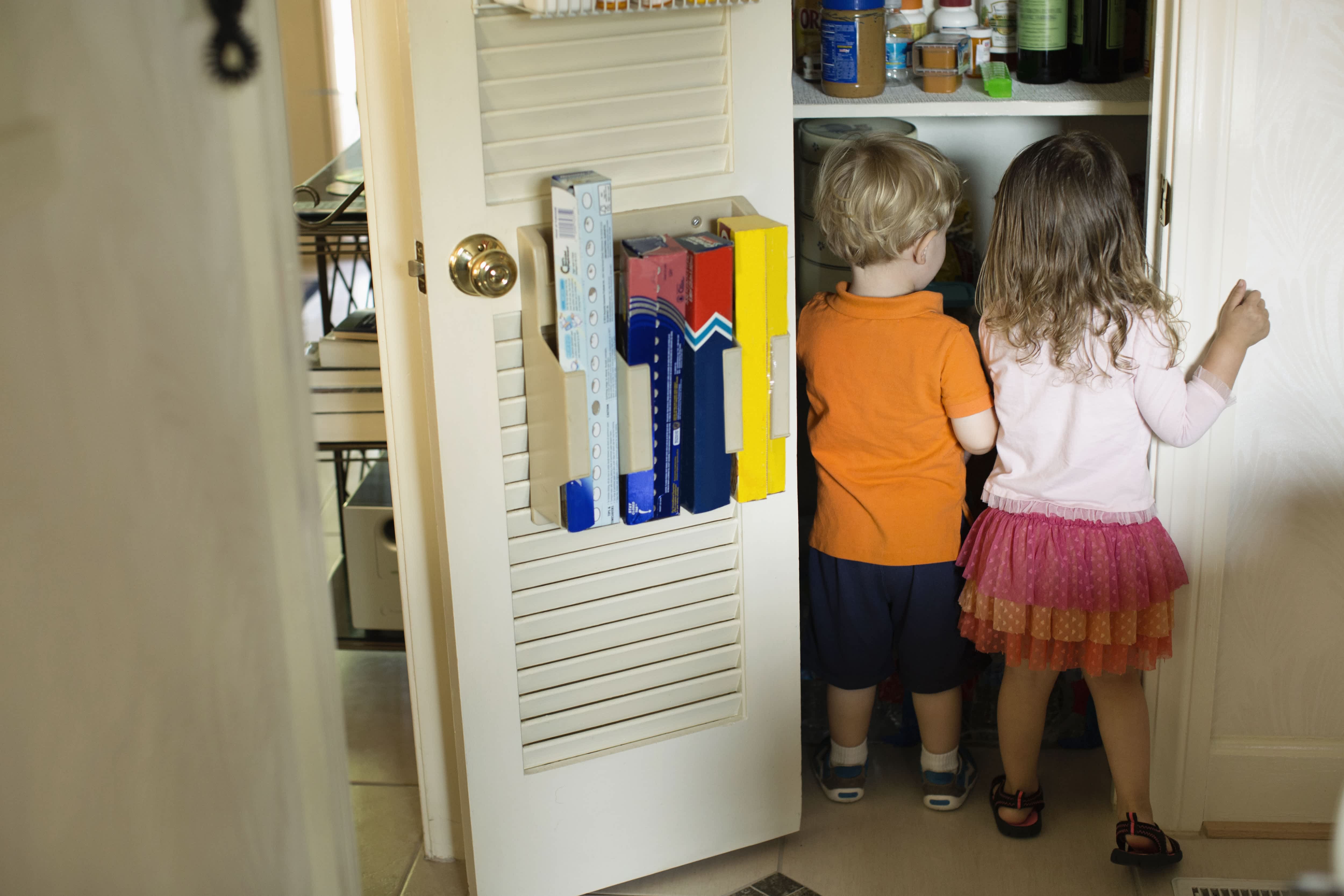 Kids searching through the pantry
