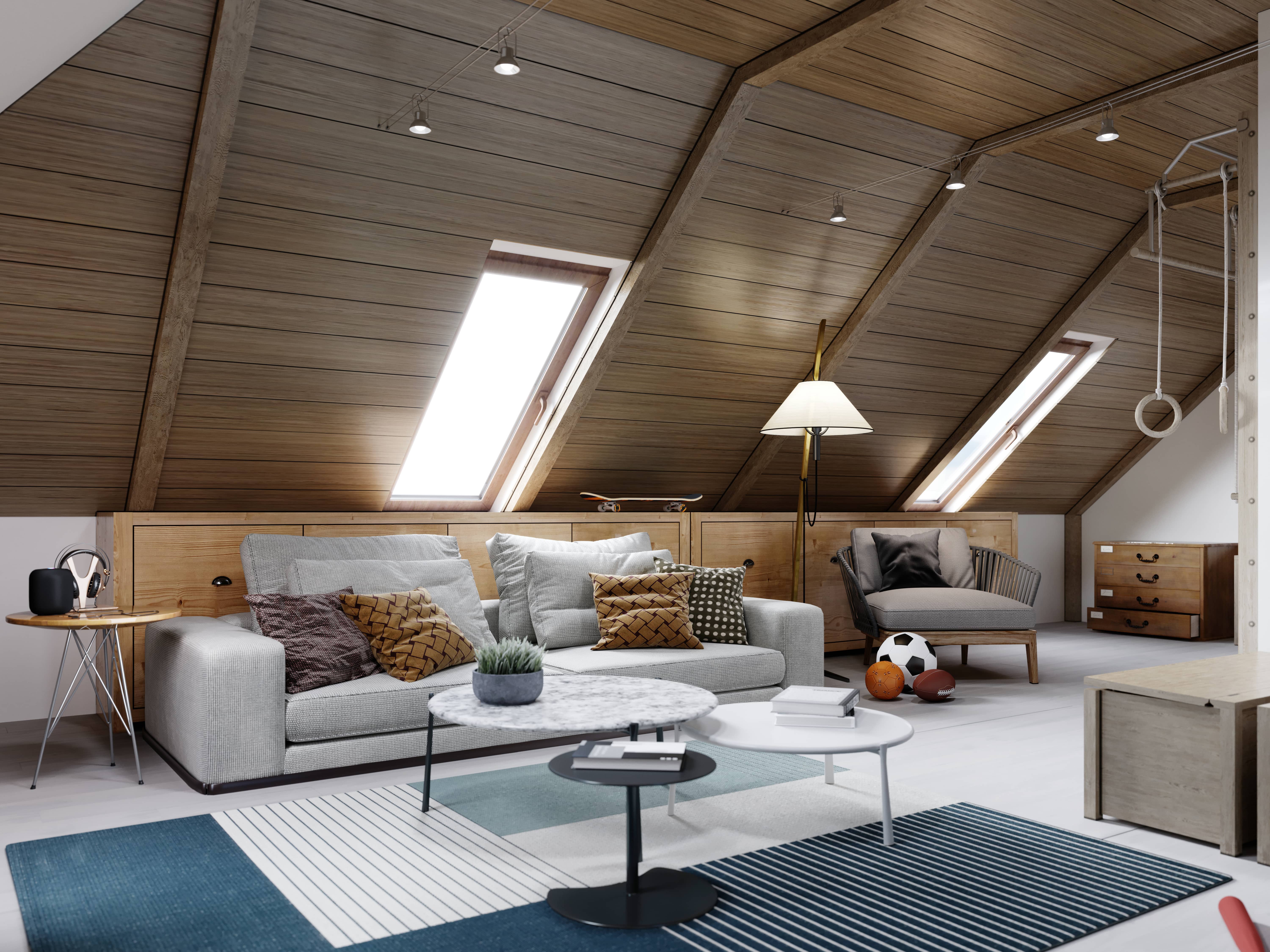 A loft style room with kids’ toys
