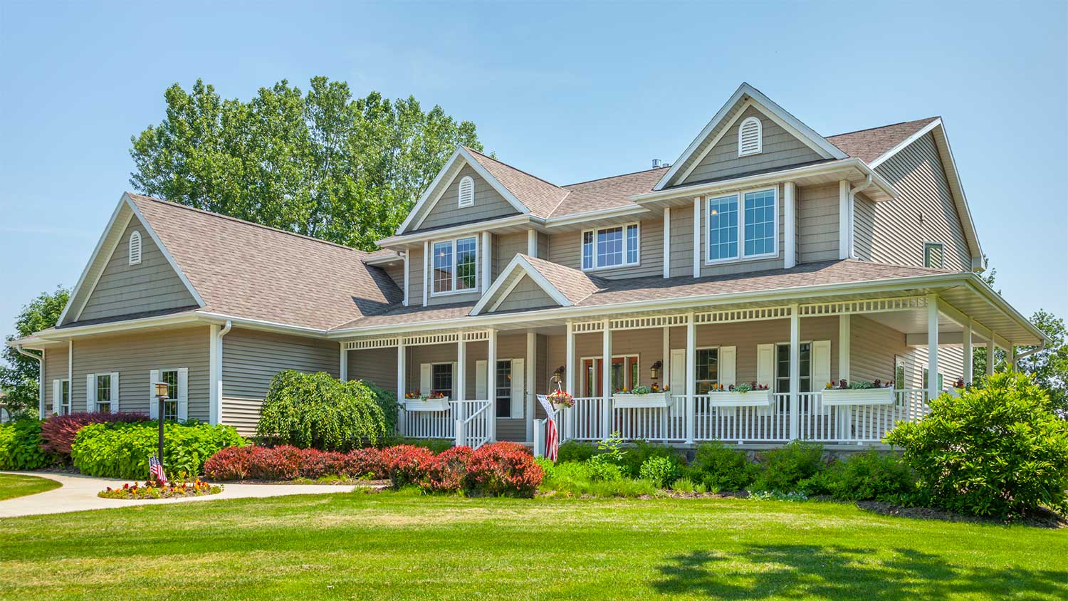 Well - maintained house exterior with large porch