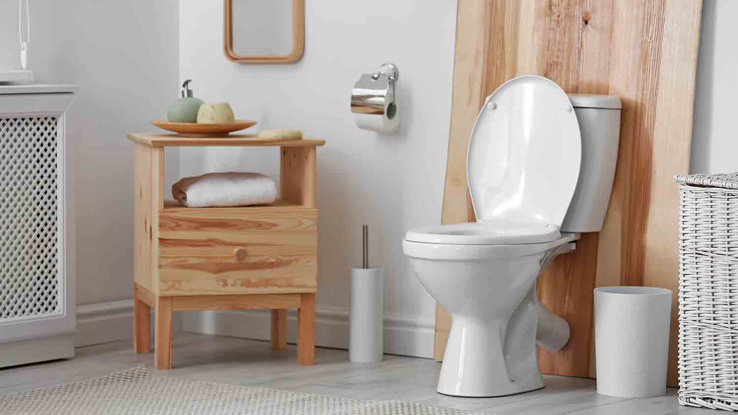 closed toilet in neat bathroom