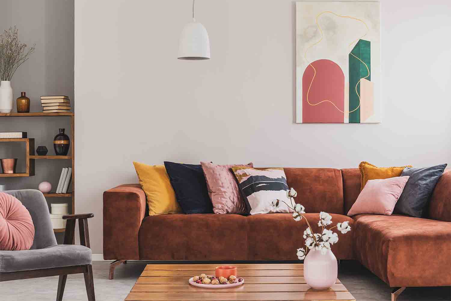 warm tone decorated living room