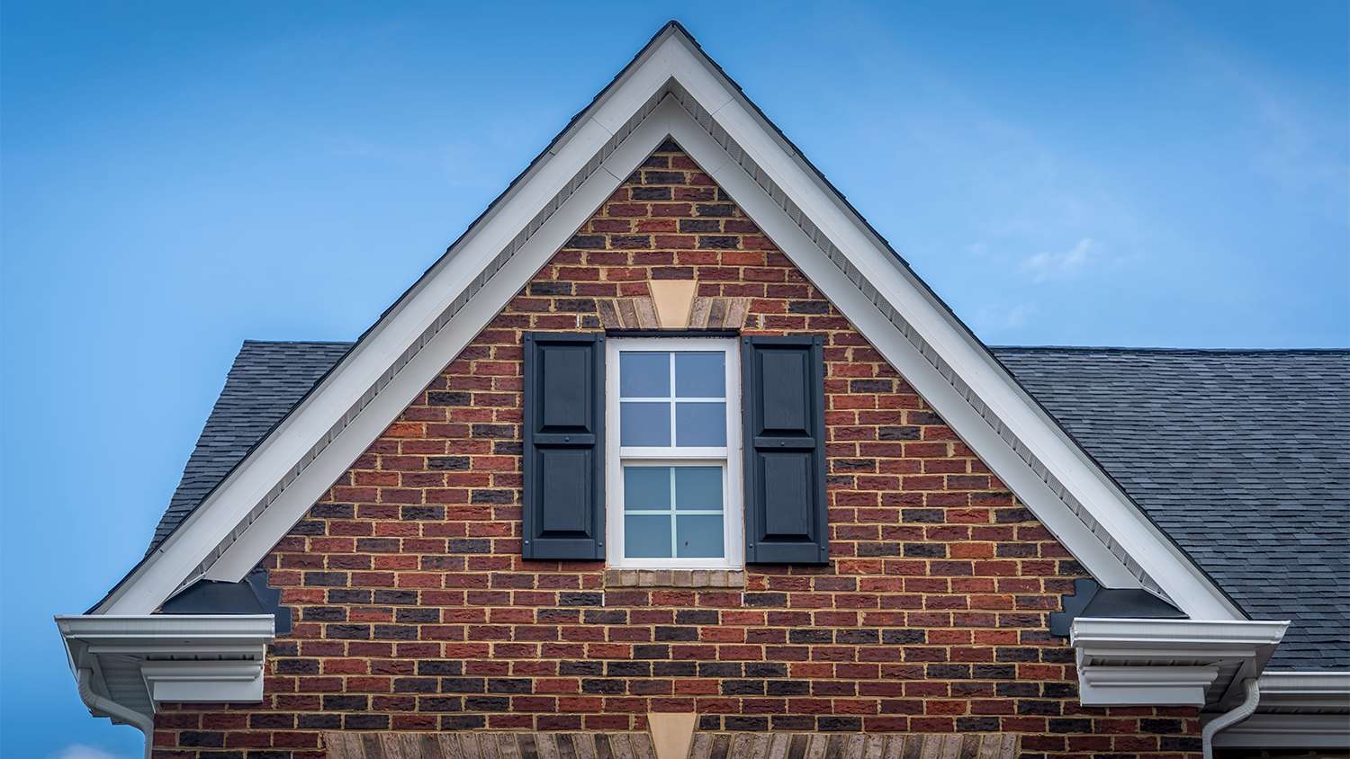 close up red brick roof attic
