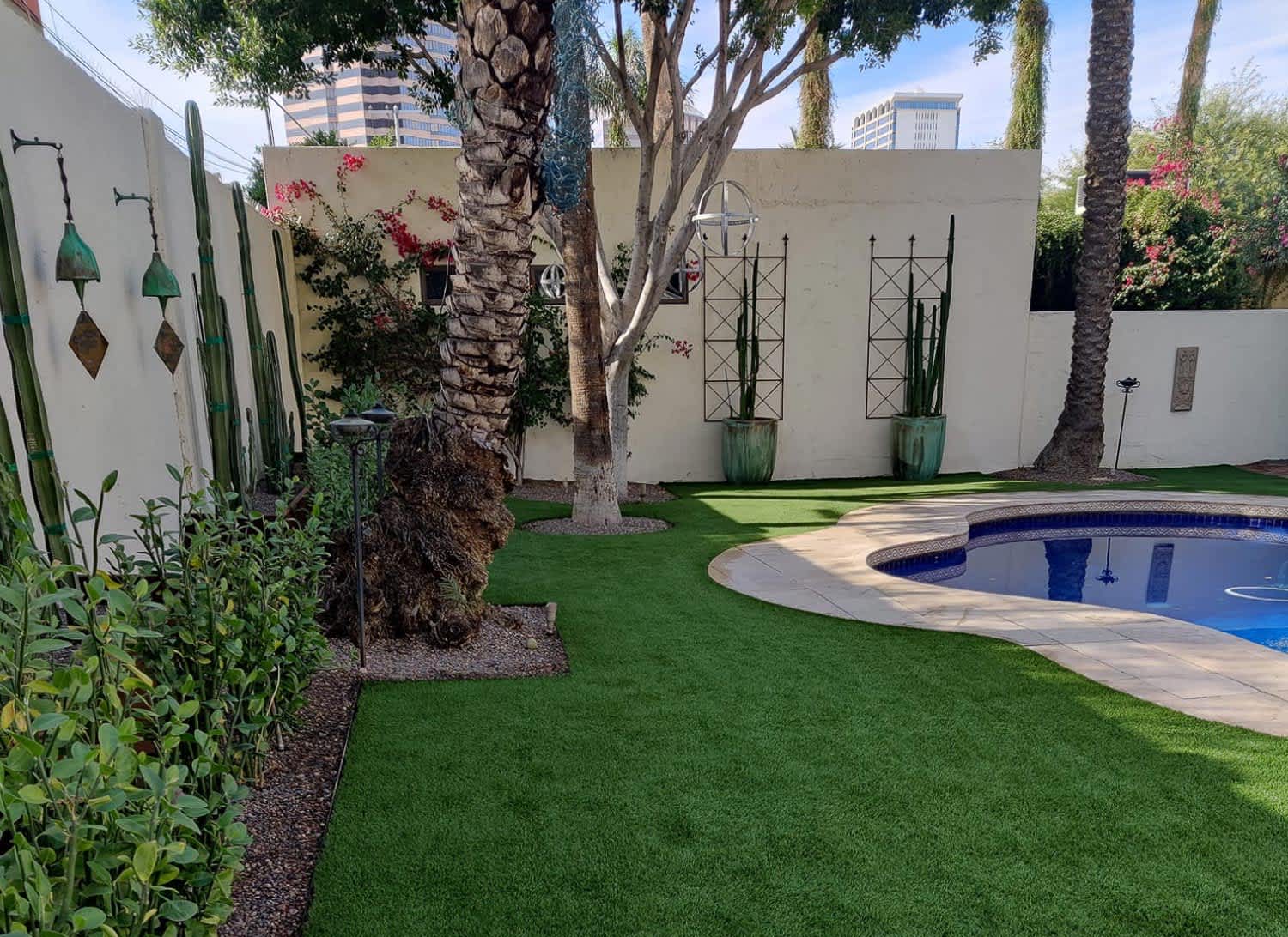 A garden with artificial grass