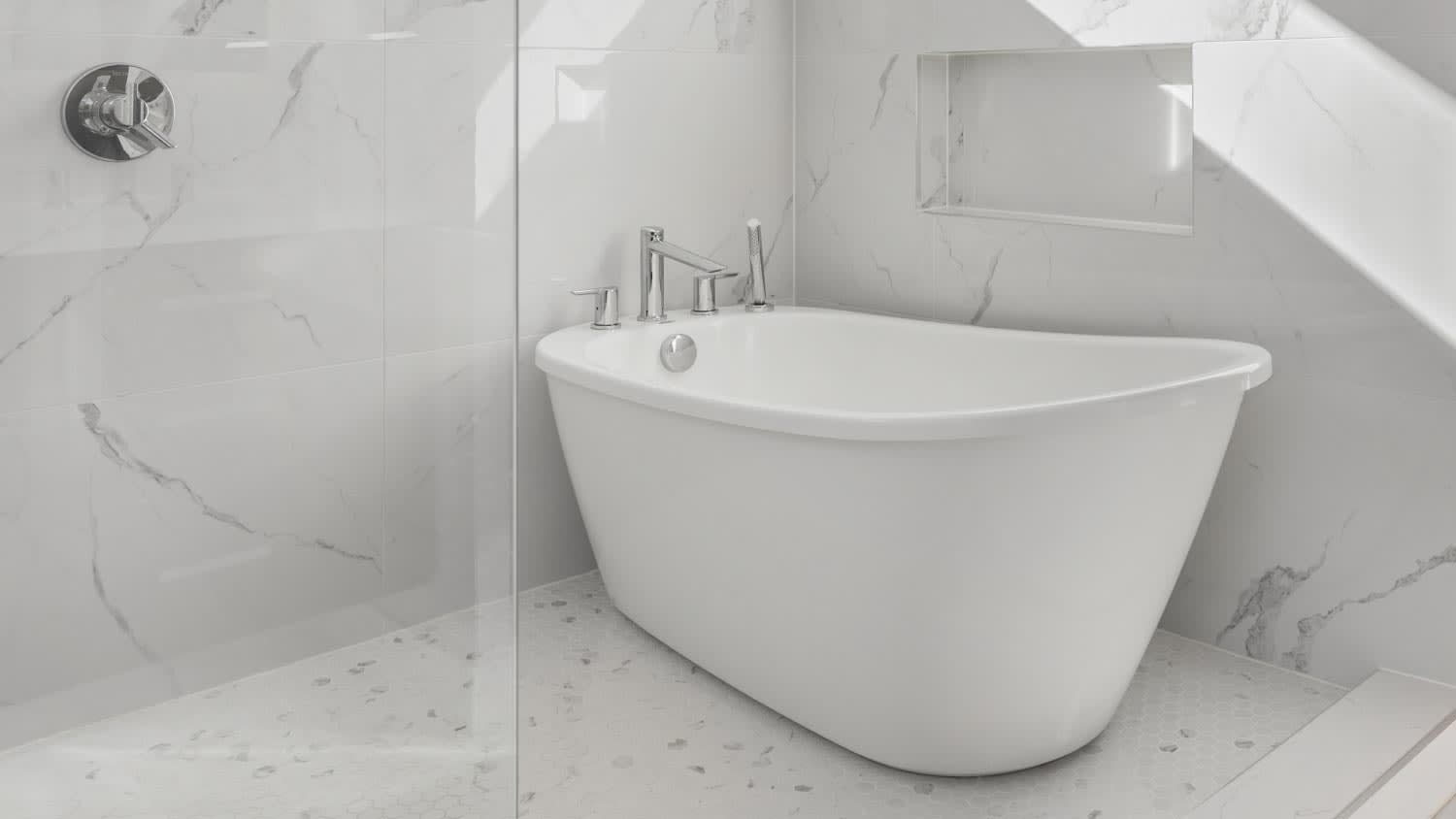 Bathroom with shower and bathtub