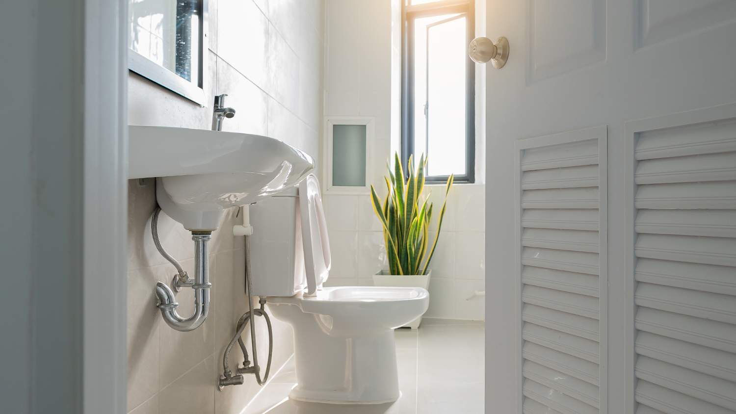 toilet seat up in a bathroom