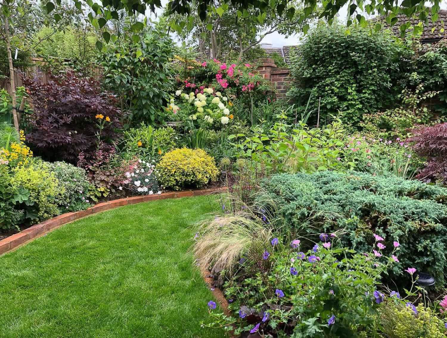 a backyard with bricks