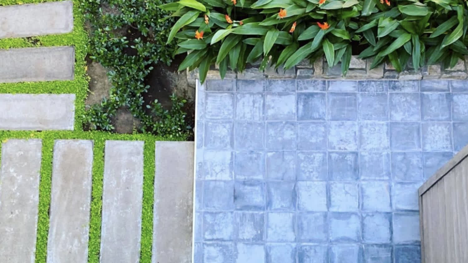 A geometric stone path