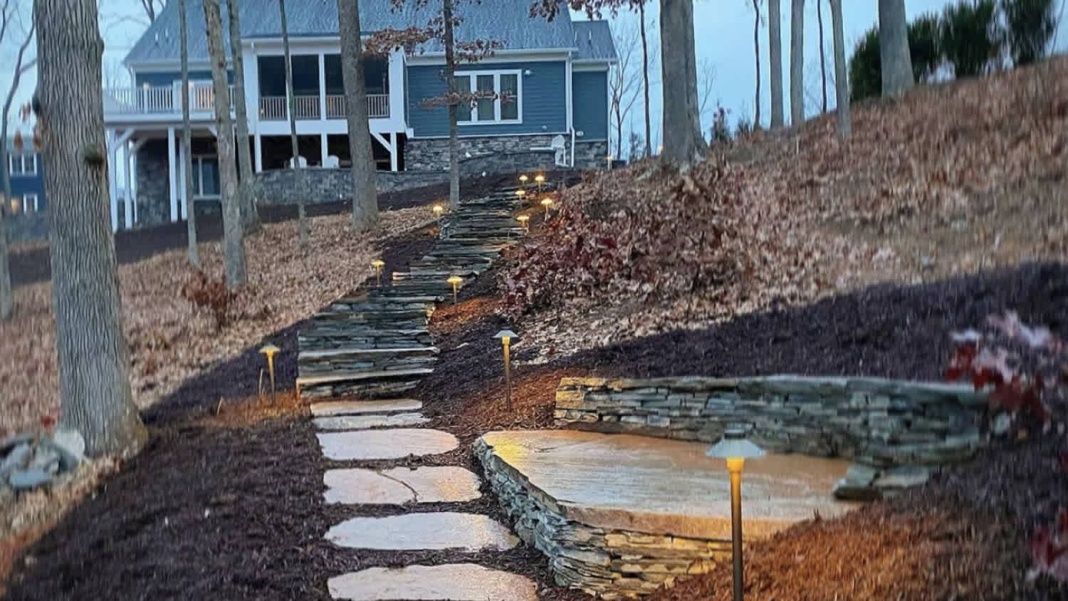 A large flagstone path