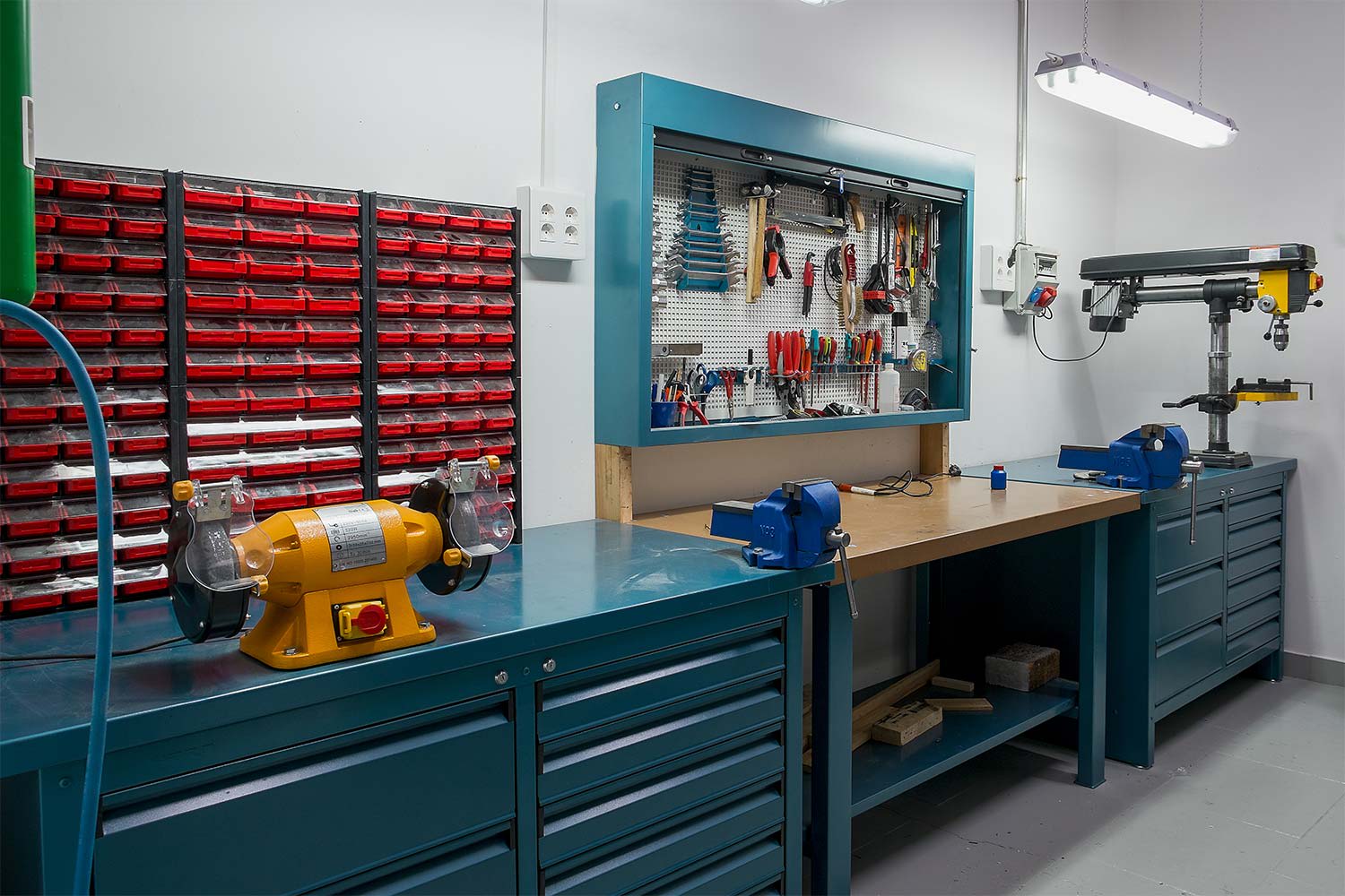 Tool storage workspace teal