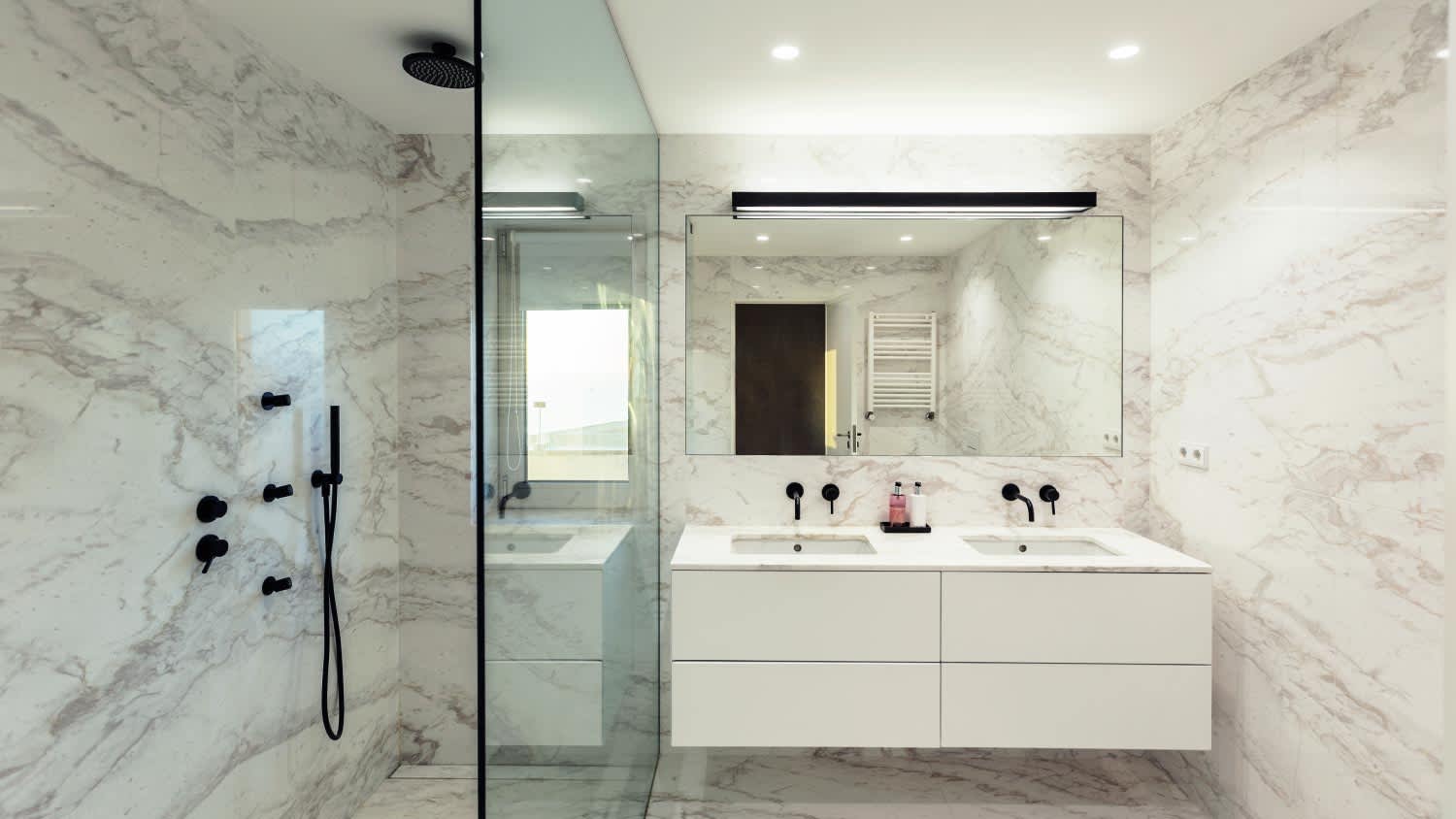 White marble bathroom interior
