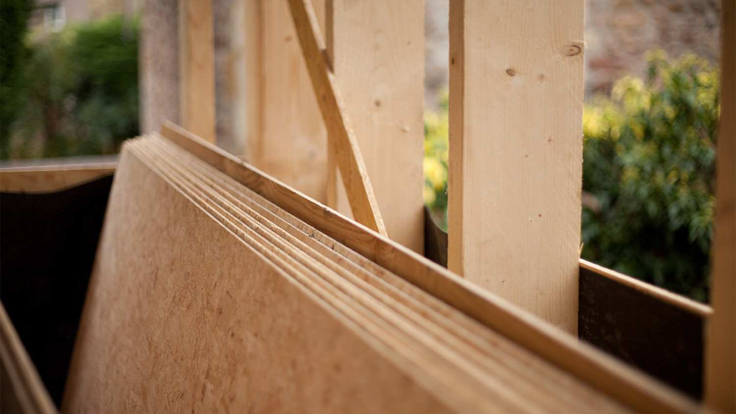 Pieces of plywood stacked