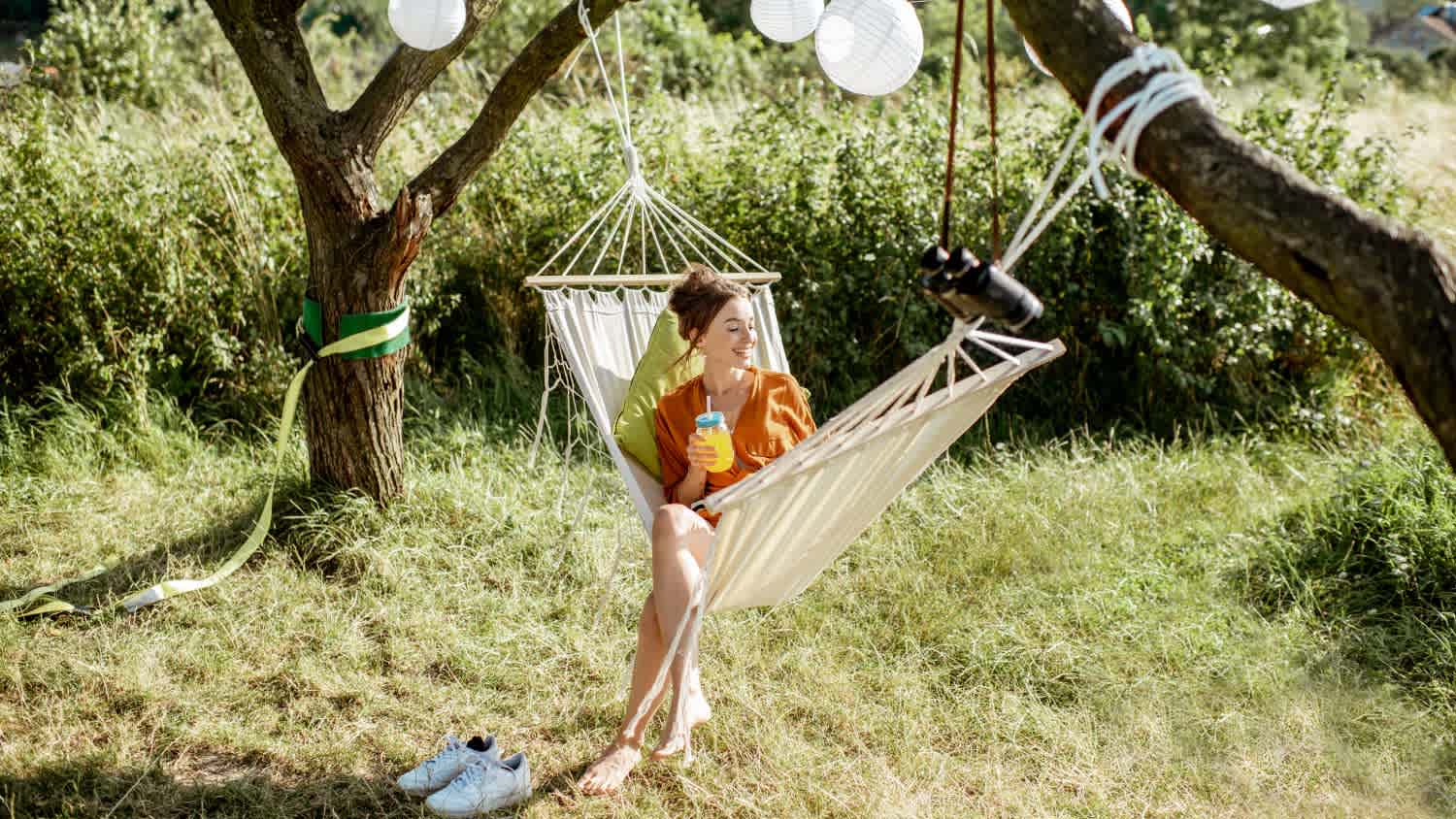 Woman sitting on the hammock