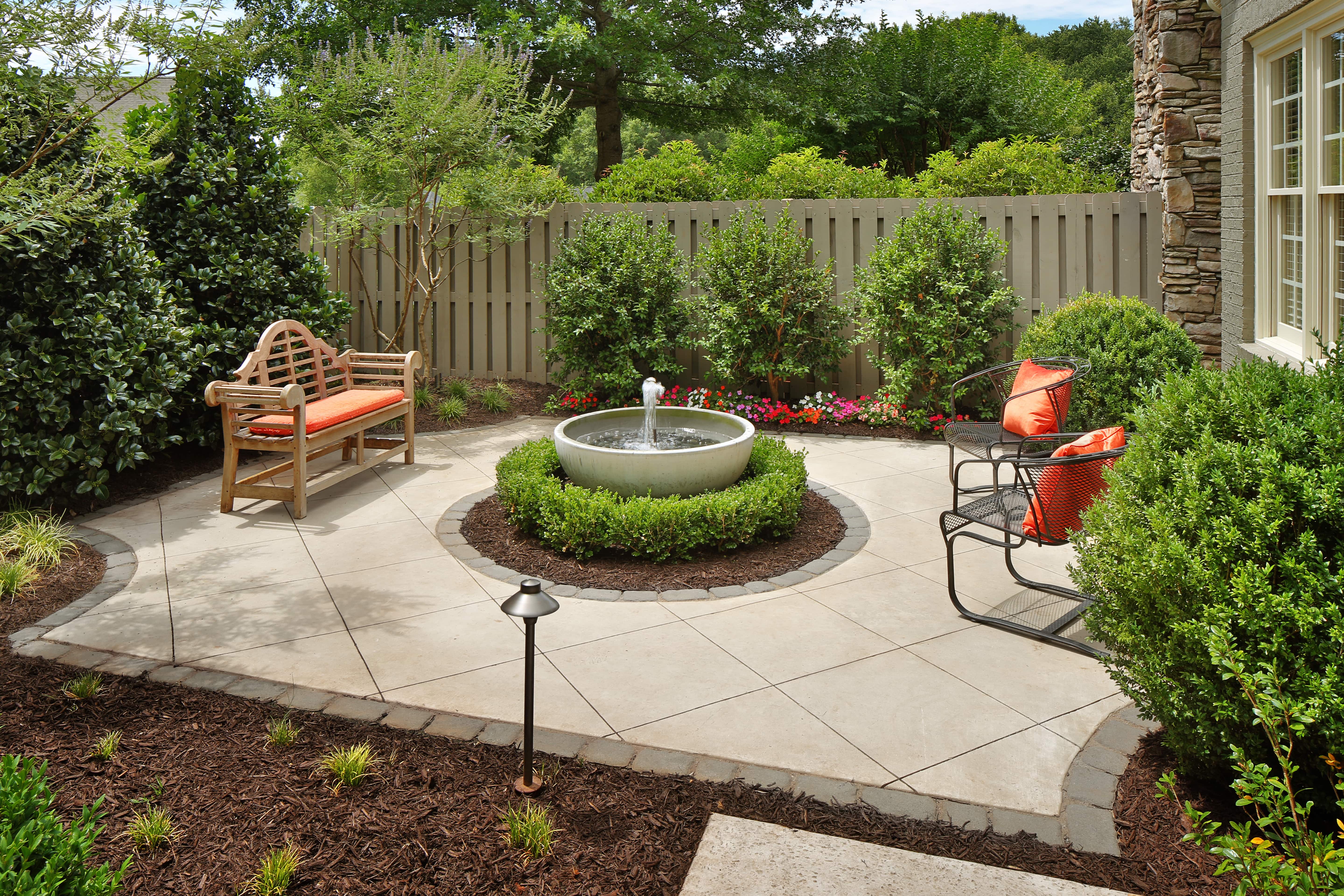 Fountain in backyard garden