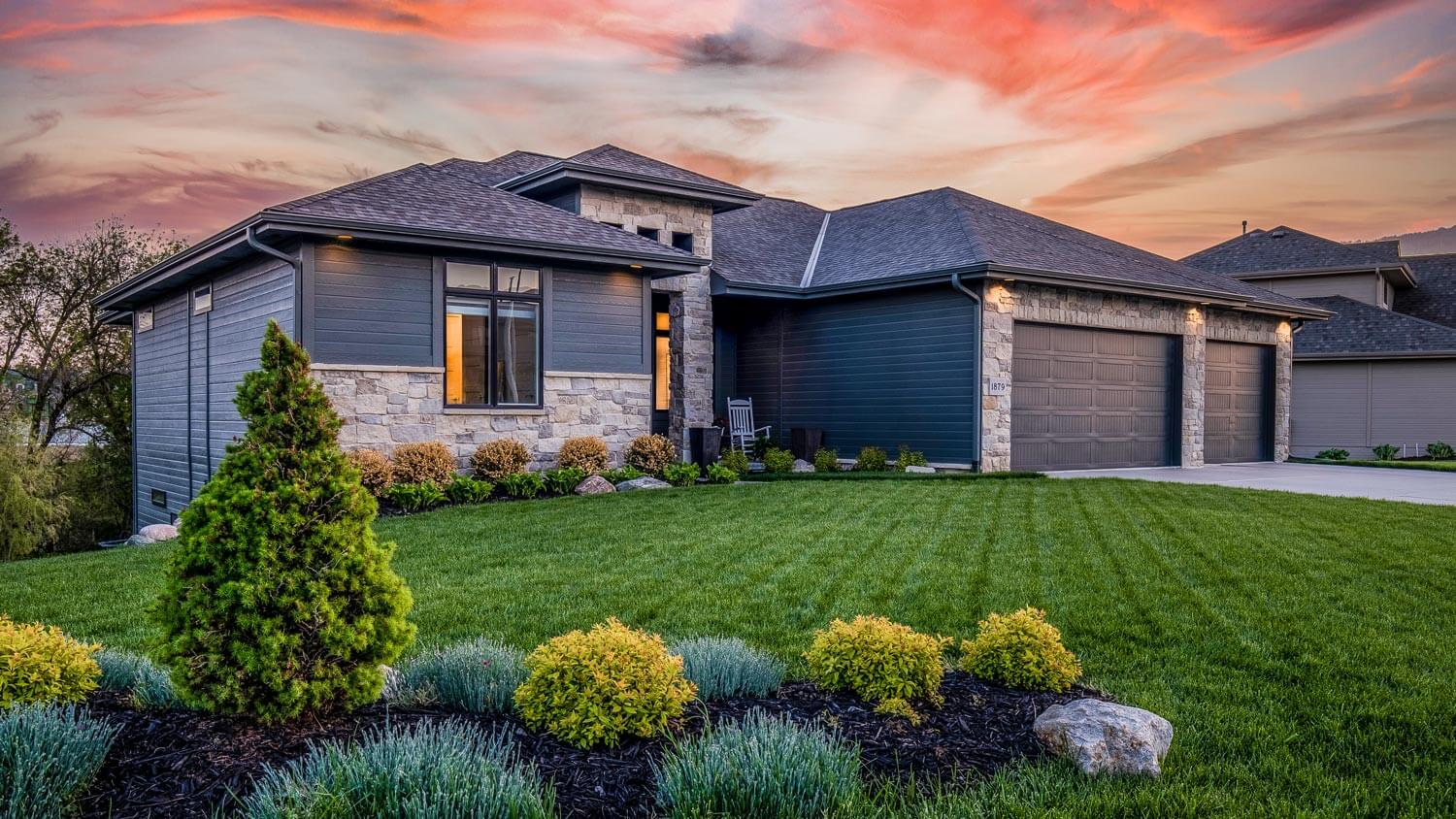 House with lawn and garden