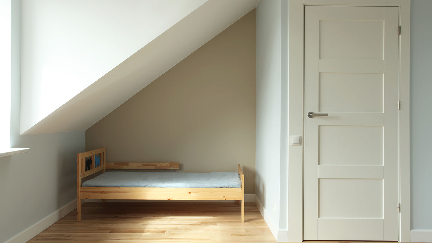Child bedroom interior with white door