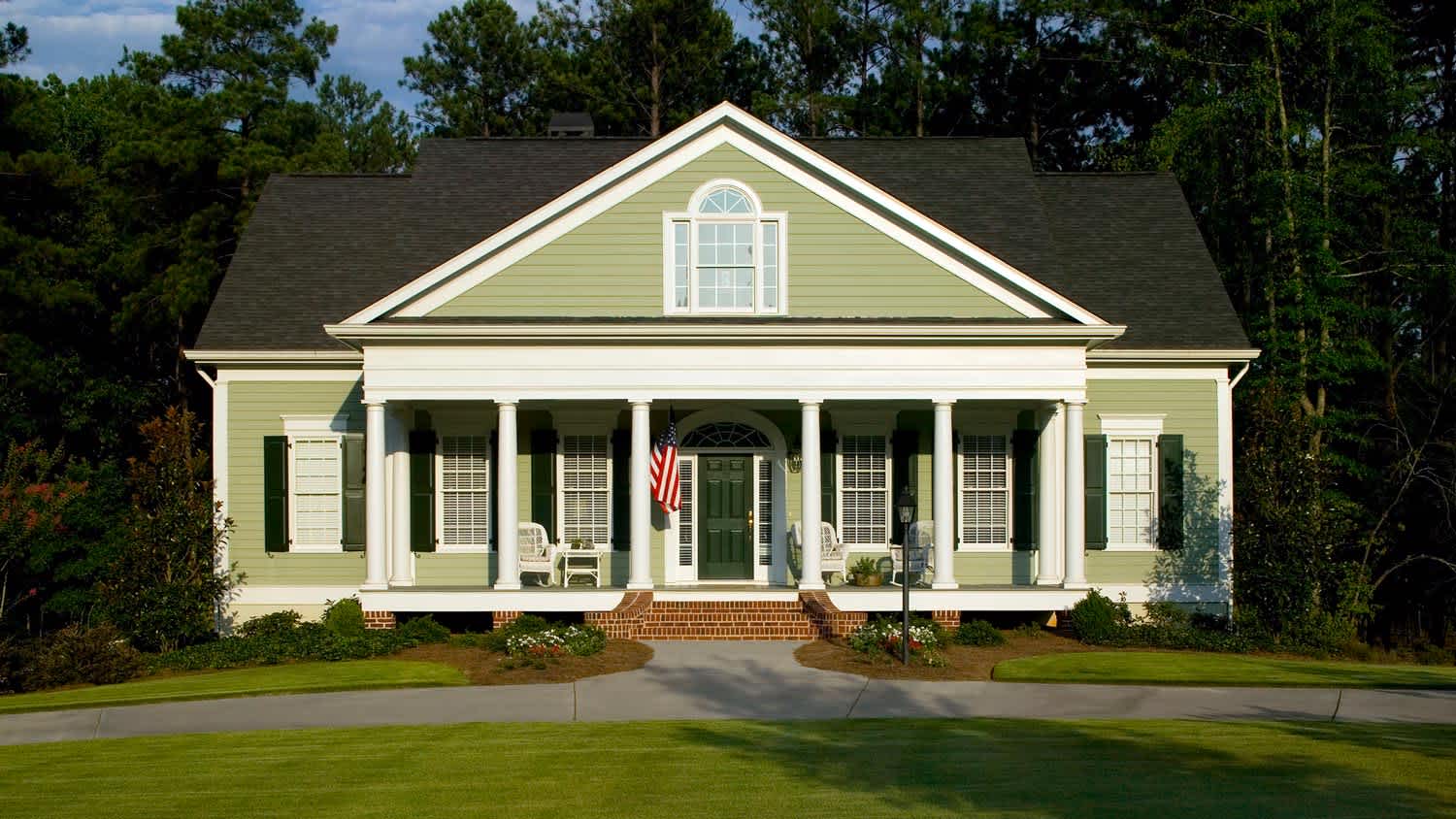 A traditional house with lawn