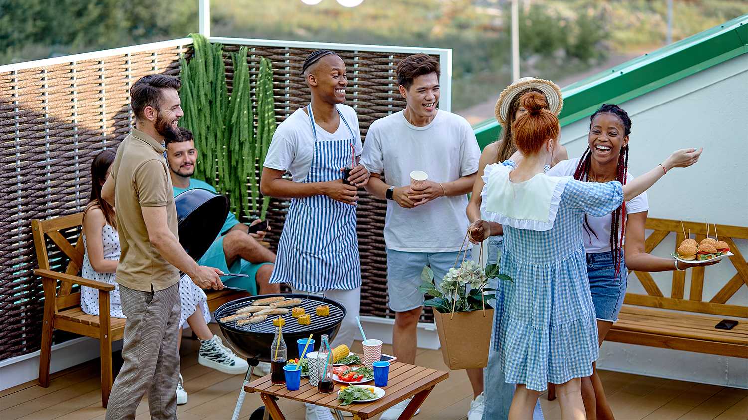 friends hanging out at a barbecue