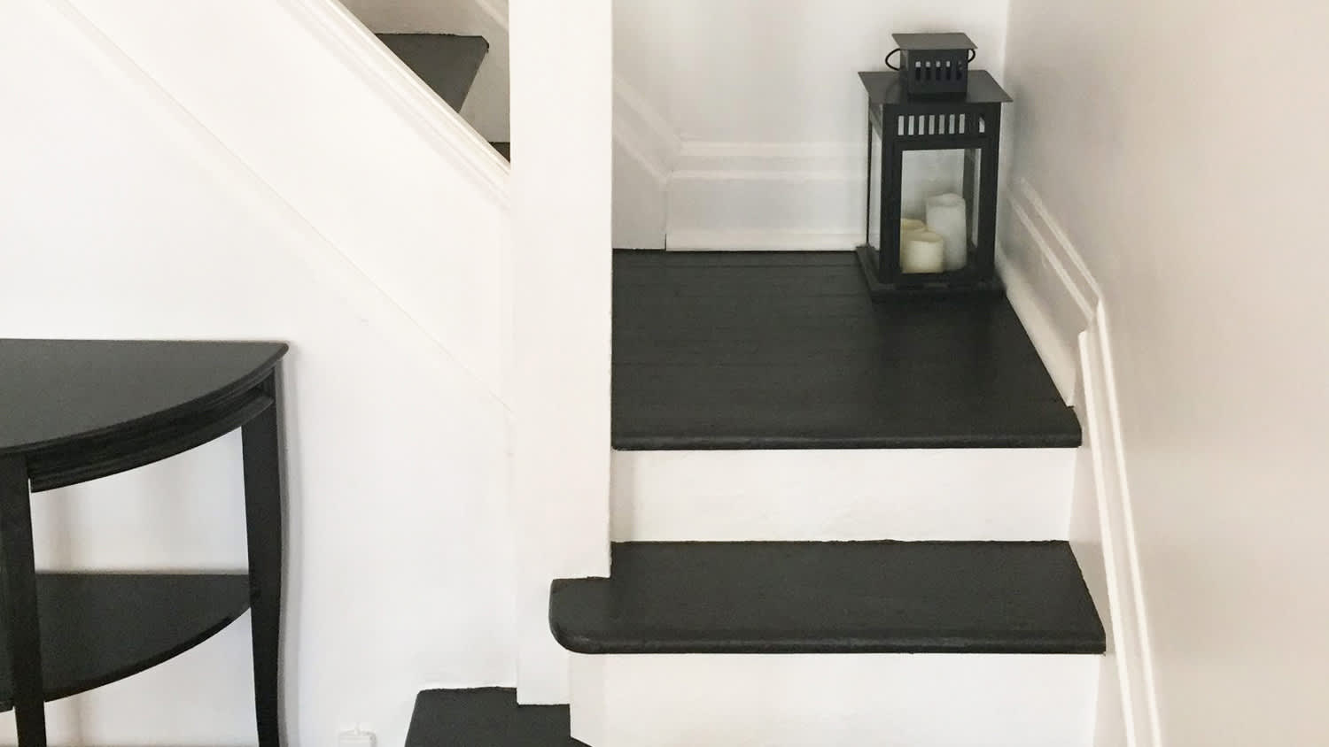 Black and white stairs latern
