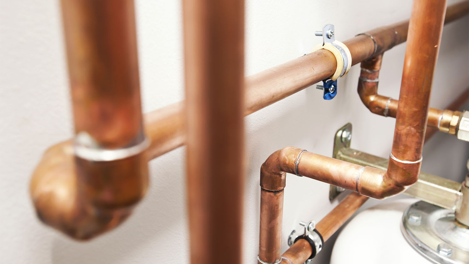 Copper pipeline system in boiler roomoiler