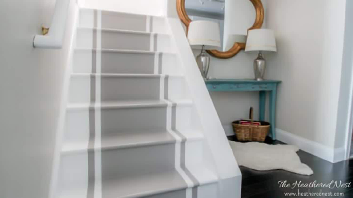 white stairs gray details stripe