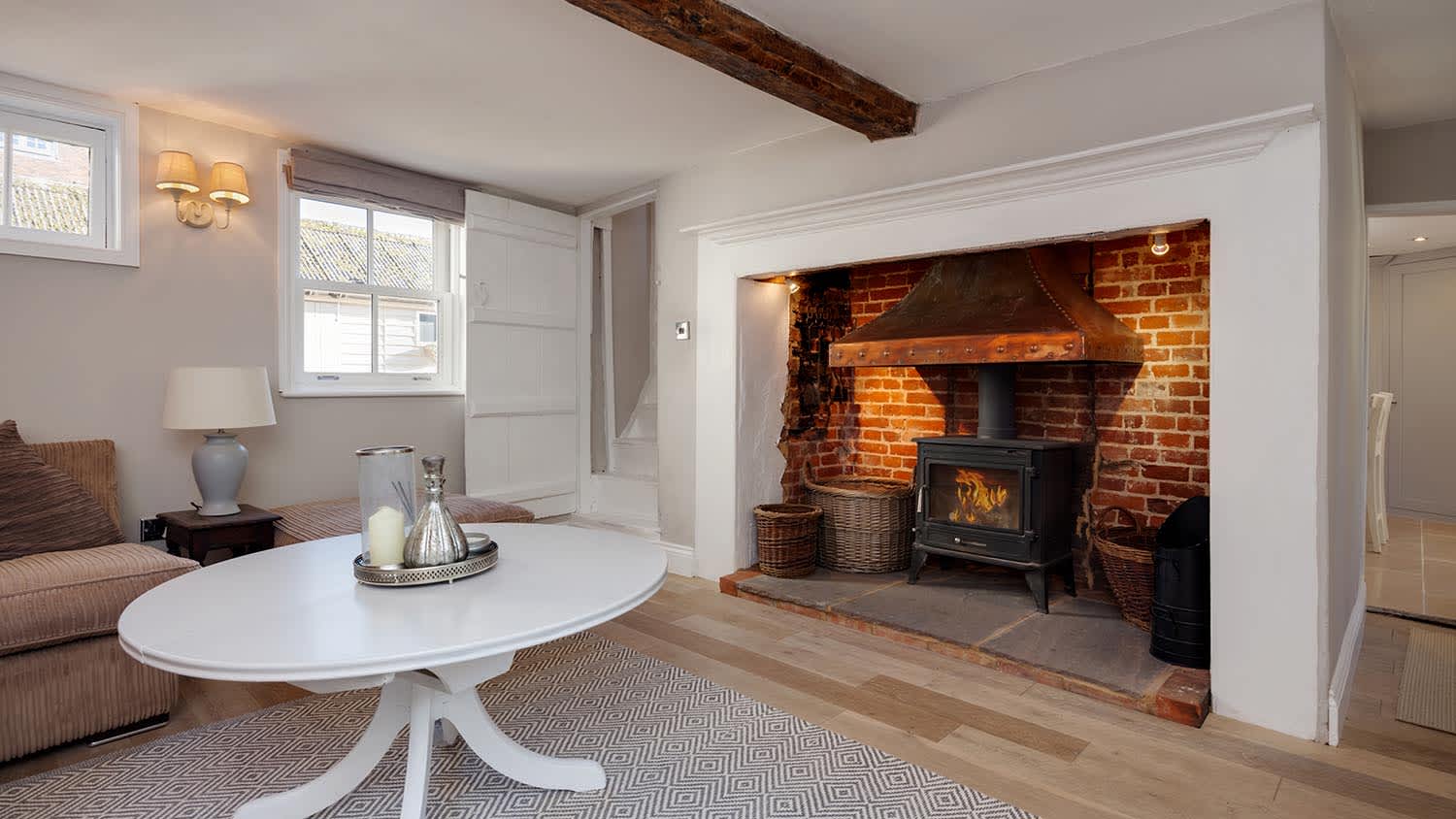 living room with inglenook fireplace