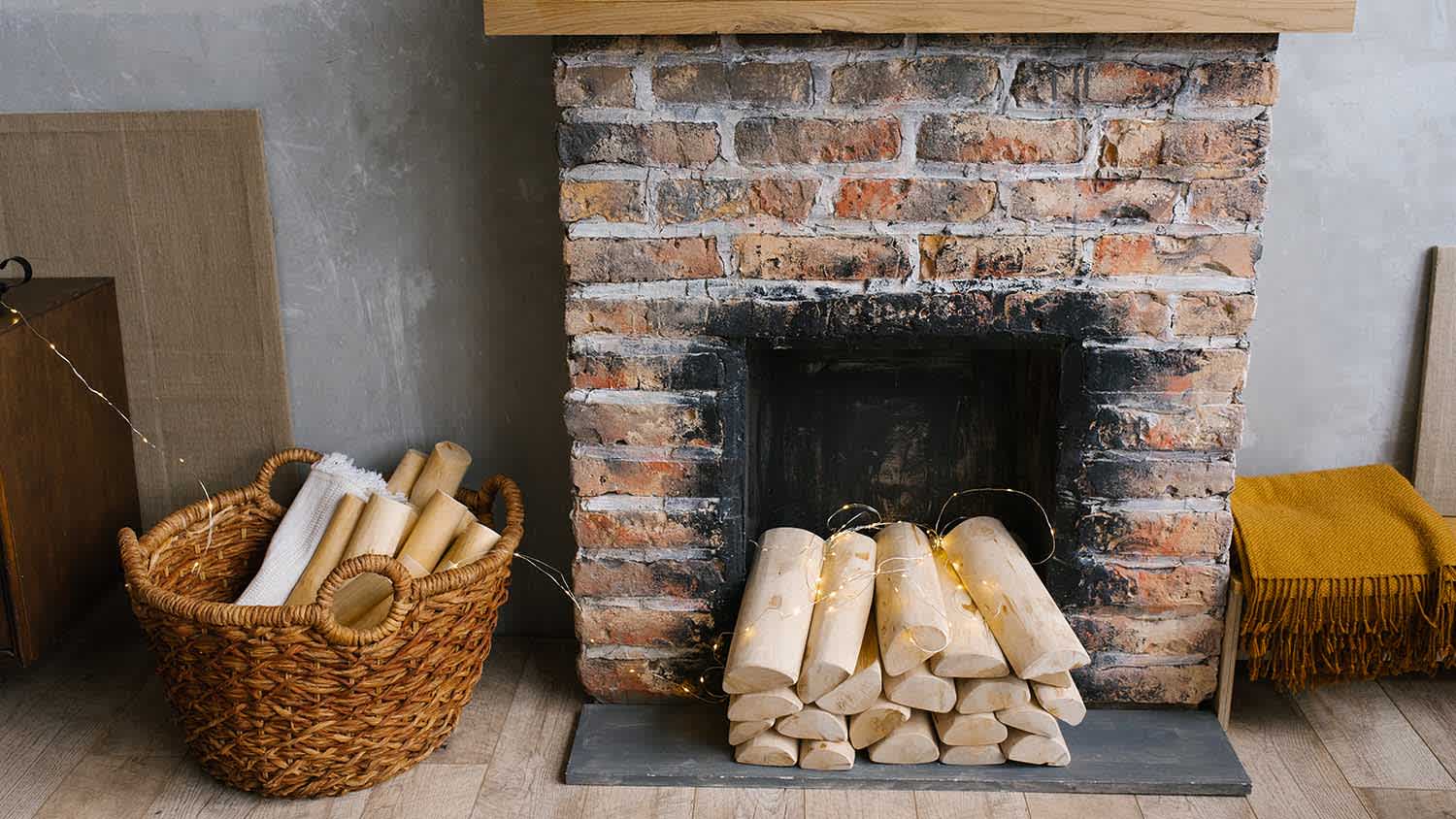 rustic brick fireplace
