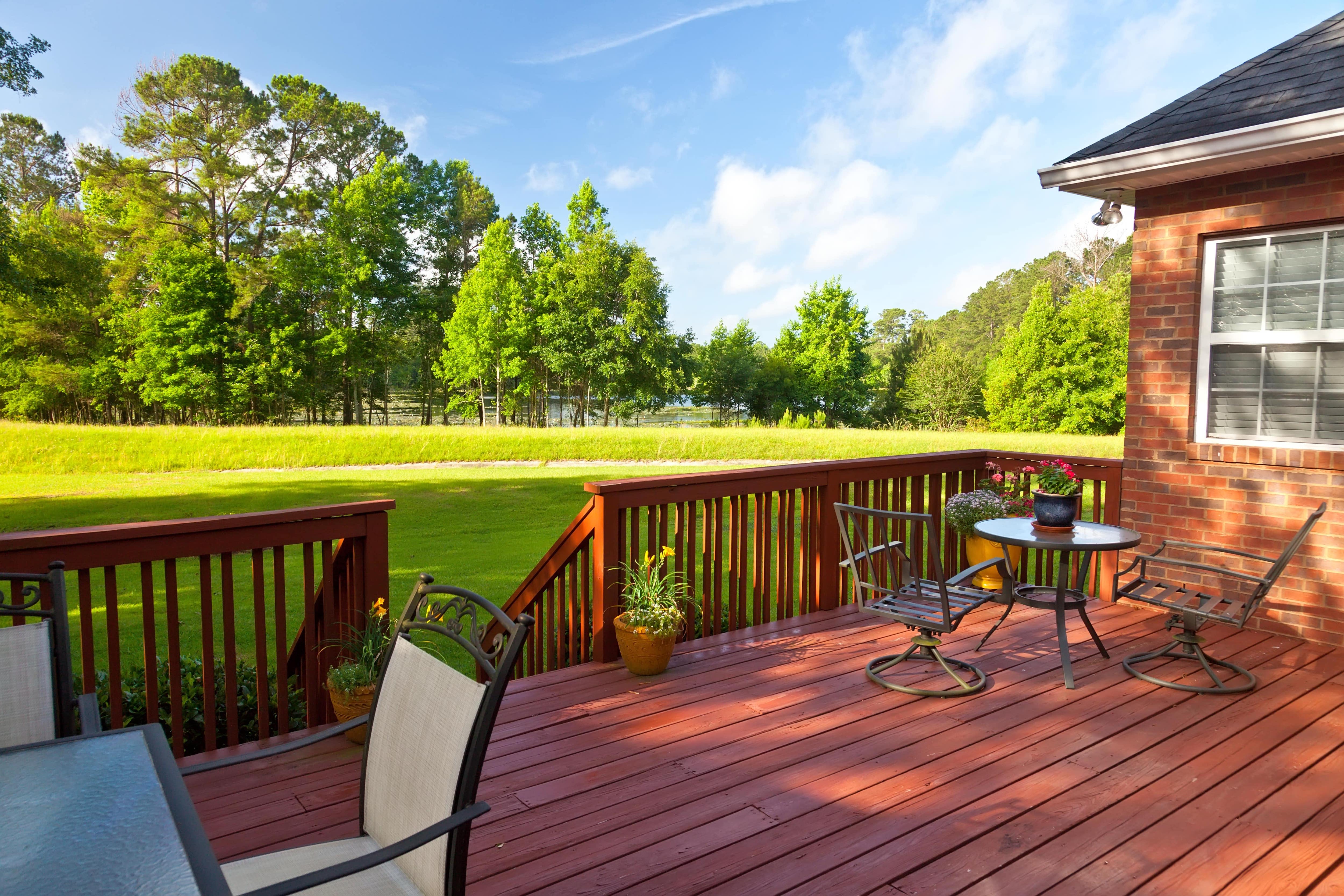 Wood deck with simple outdoor furniture