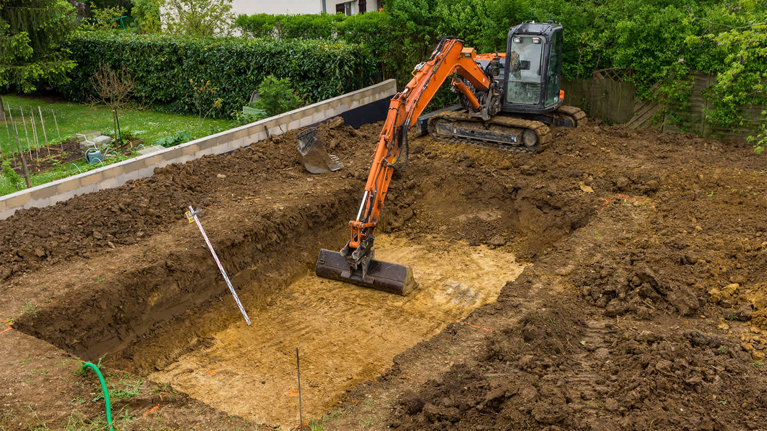 digging out hole for swimming pool