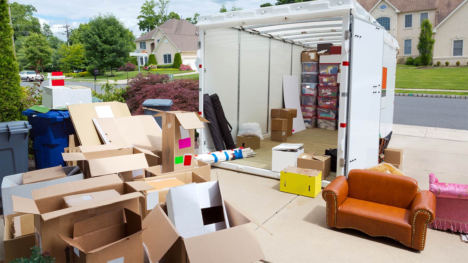 Storage container boxes outside packing