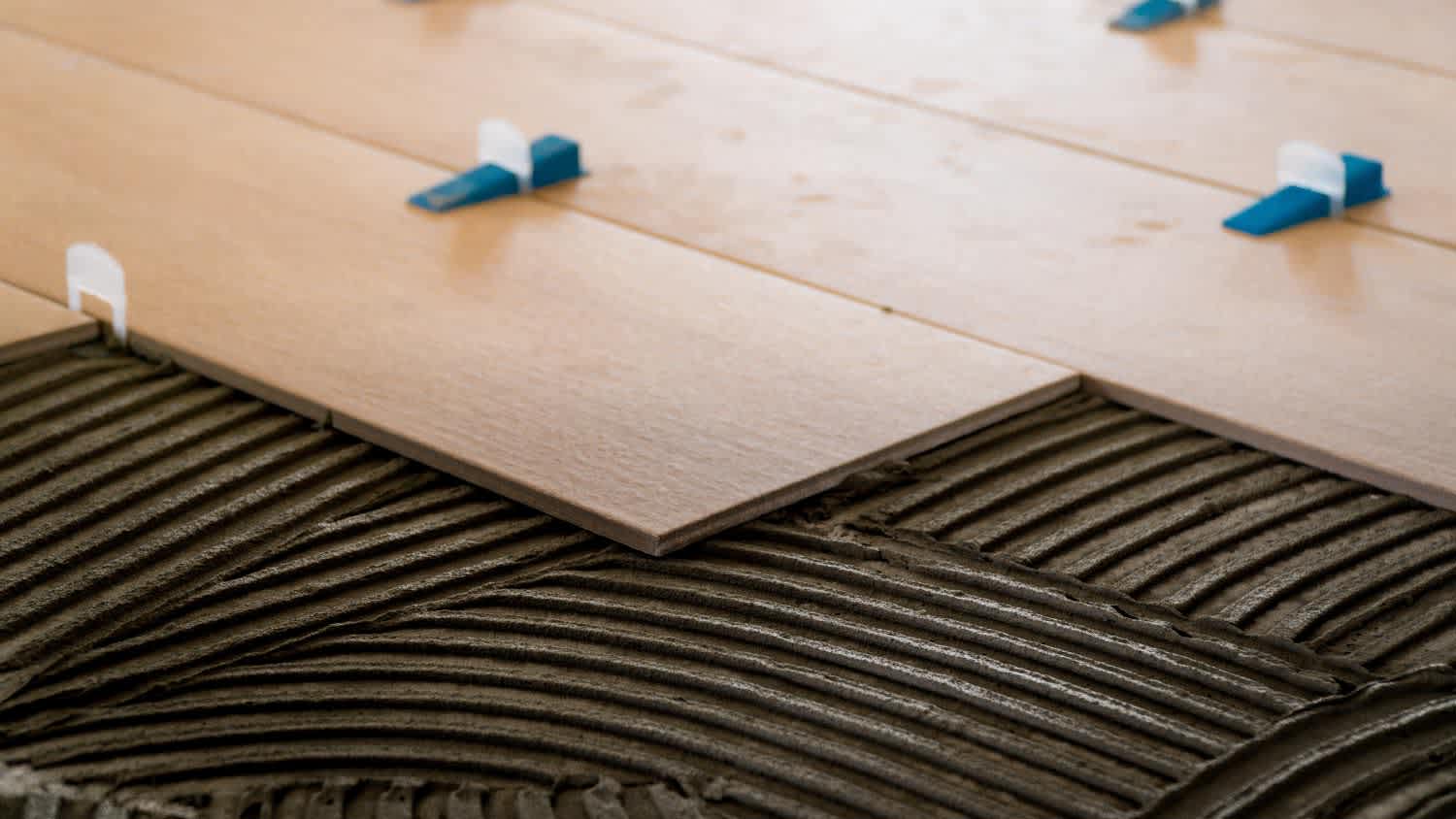 A professional installation of floor tiles