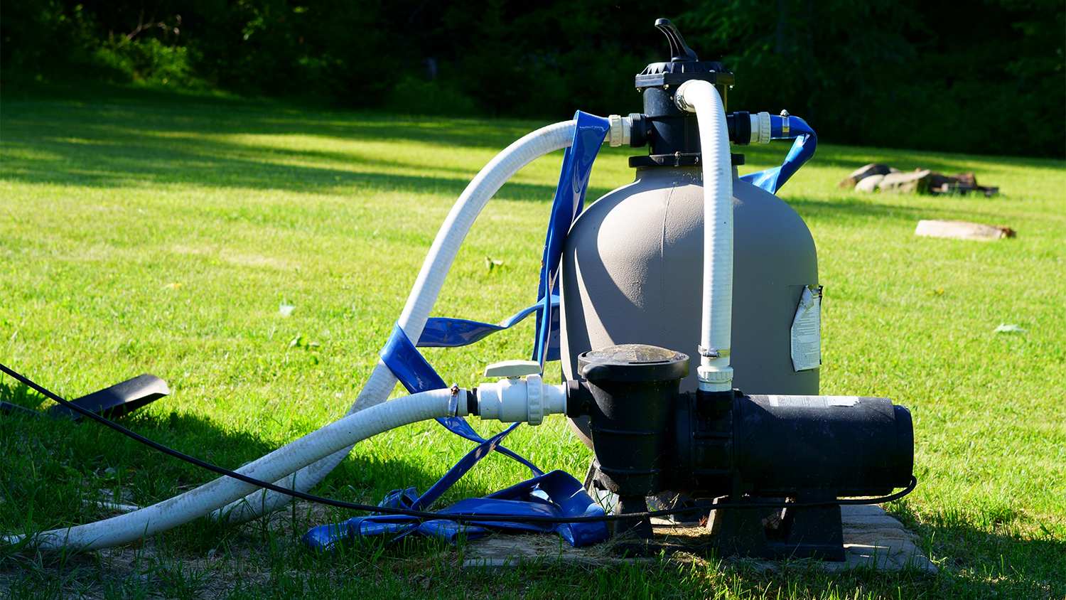 pool heater in backyard