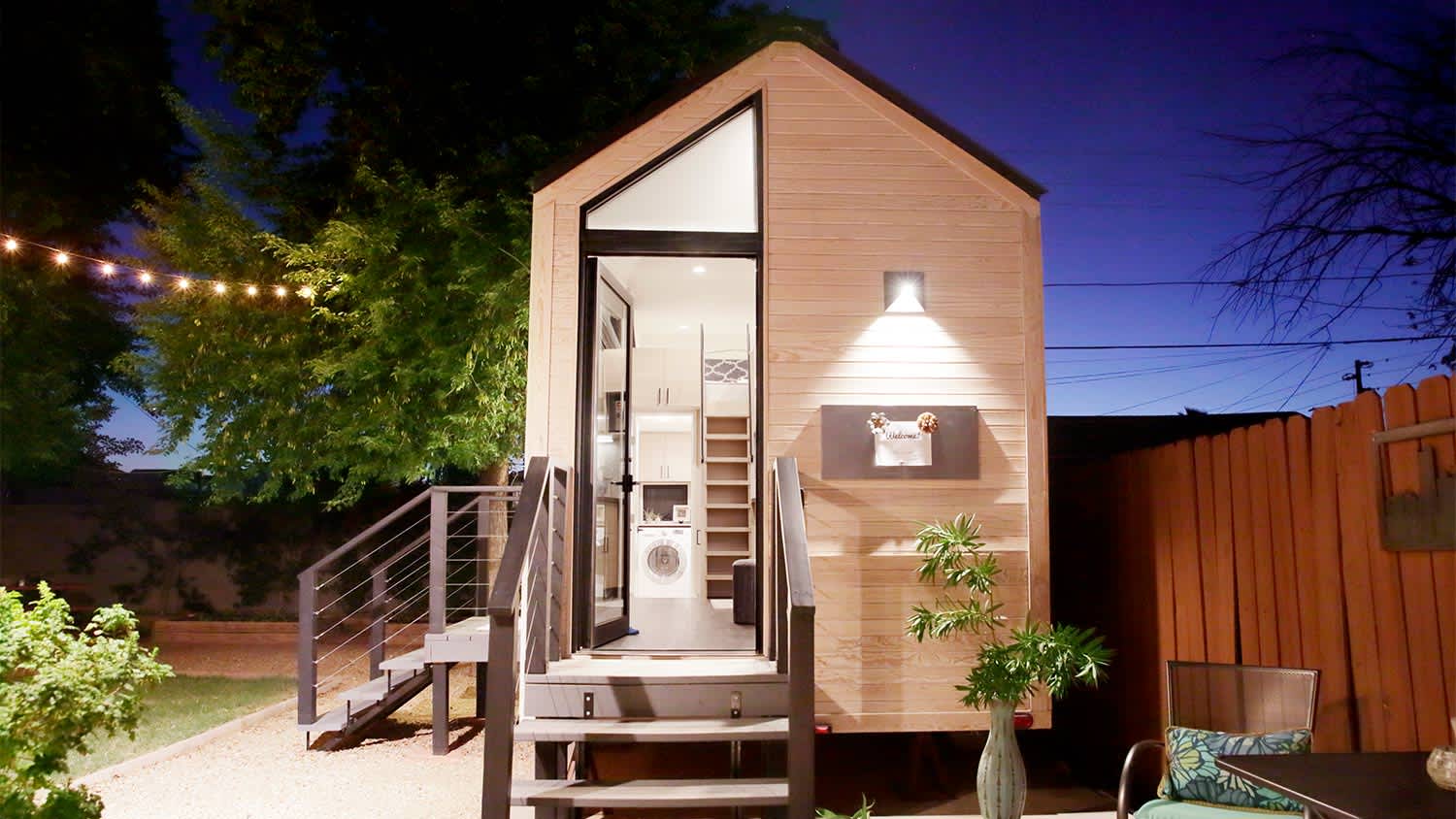 Tiny house yard night
